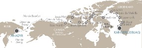 Kangerlussuaq Anadyr croisiere map