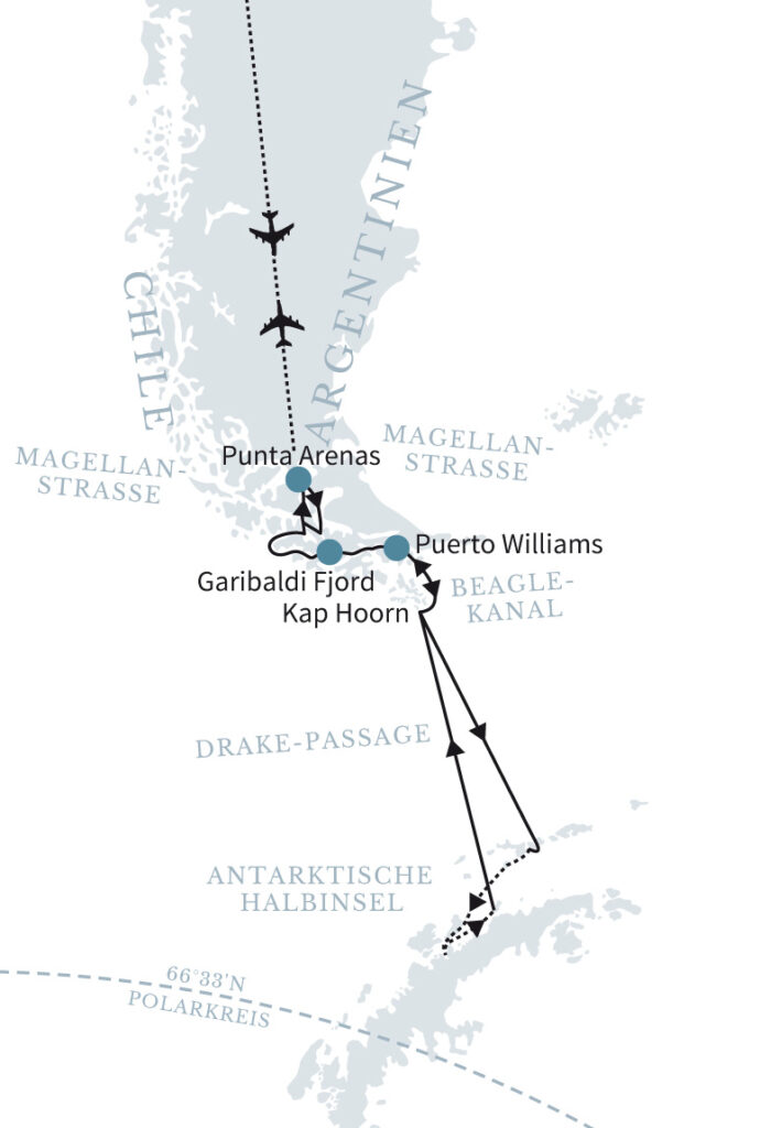 Antarktis map Intinerary 2 06 12 Feuerland und Pinguine IV1