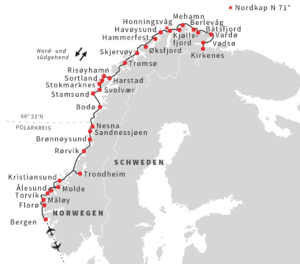 Karte Hurtigruten