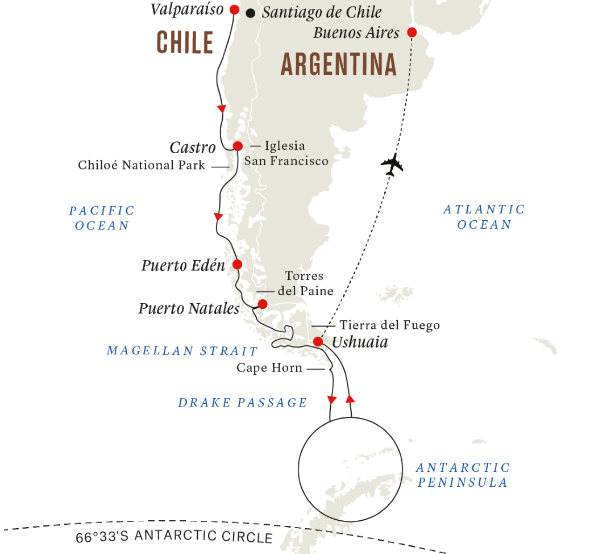 Karte Kurs Sued Antarktis