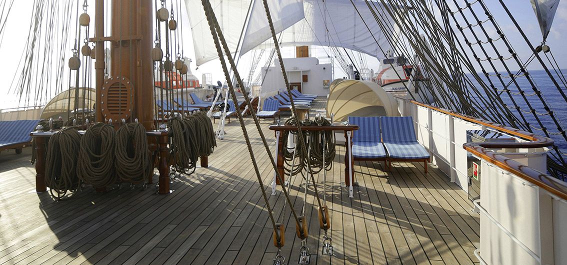 Sonnendeck der Sea Cloud Spirit