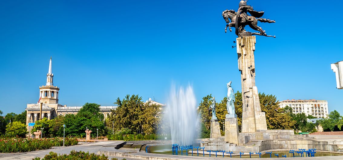 Manas-Reiterdenkmal in Bischkek, Kirgistan.